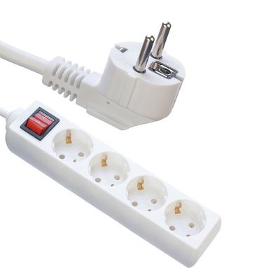 European Travel Plug Adapter with 4 Outlet Power Strips Extension Cord Multi Socket and Switch 5m Cable Length