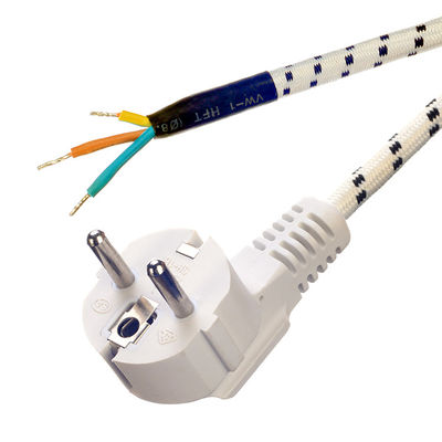 VDE Standard Power Cord for Steam Iron Commercial Rated Current 16A 3 Prong Cotton Braided AC Extension Cord