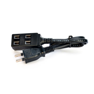 2 Flat Poles PSE Certificated Power Plug With 1Change to 2 Pole Socket for Home Appliance Extension Cord Customized Black
