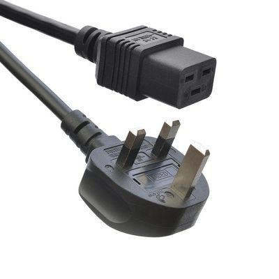 Network SDK UK BS Standard C5 C19 Connector 3 Pin Line Lead Strip Wire Power Cord 3 Prong Ac Cord Supply IEC Cable Black