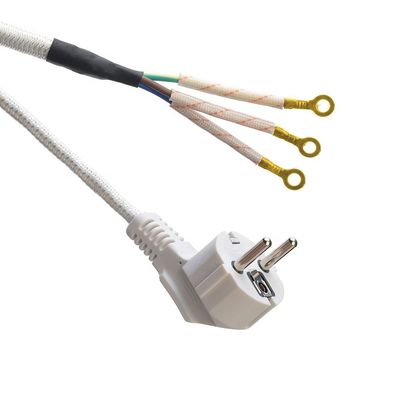 SNI Certificated 16A Plug Braided Power Cord Extension Cords for Laptops Cable Specification H03RT-F 3x0.75-1.5MM2 White
