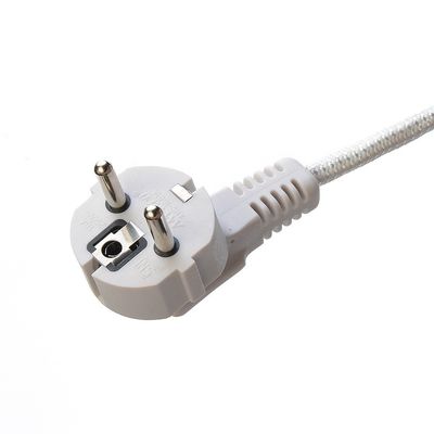 SNI Certificated 16A Plug Braided Power Cord Extension Cords for Laptops Cable Specification H03RT-F 3x0.75-1.5MM2 White