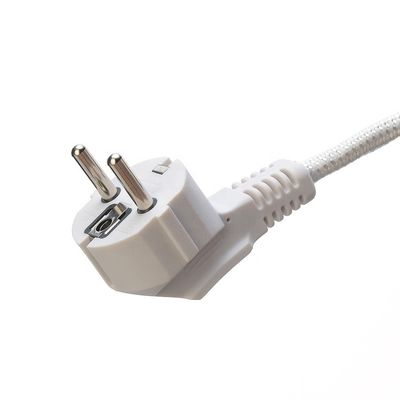 SNI Certificated 16A Plug Braided Power Cord Extension Cords for Laptops Cable Specification H03RT-F 3x0.75-1.5MM2 White