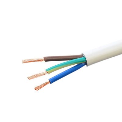 Temperature Range -5C To 70C RVV 3 Core 3X0.75mm2 White Insulated Protection Electrical Power Cable with Stranded Conductor