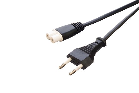 Non-Grounding European VDE 2 Prong Round Pin 2.5A Waterproof Plug Power Cord Extension Cords for Black Electrical Kettles