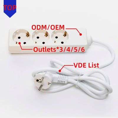 3m 3 Way Universal Extension Cable and Switch Socket for Multi Plug Power Socket Extension 3*0.75 White Customized Option