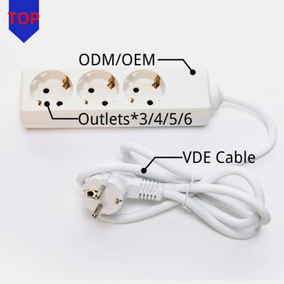 3m 3 Way Universal Extension Cable and Switch Socket for Multi Plug Power Socket Extension 3*0.75 White Customized Option