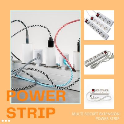 3m 3 Way Universal Extension Cable and Switch Socket for Multi Plug Power Socket Extension 3*0.75 White Customized Option