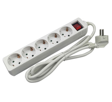 5 Gang Extension Socket 3x1.5mm2x5m VDE Flexible Cable Power Strip with Child Protection and 10/16A Rated Current