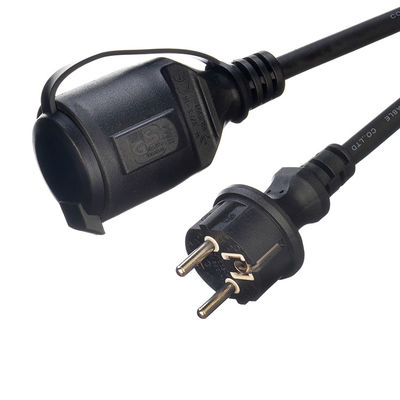 Outdoor Extension Cord Euro 16A/250V Straight 3 Pin Plug Heavy Duty with 2 Pole Waterproof Socket H07RN-F 3X1.5MM2