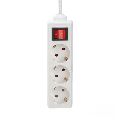 EU Type Power Strip Surge Protection 3 Gang Extension Cord Socket with H03vvh2 f 2x0.75mm2 Power Cable and Electrical Plug