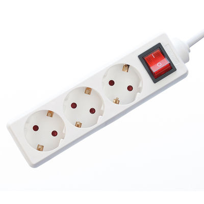 EU Type Power Strip Surge Protection 3 Gang Extension Cord Socket with H03vvh2 f 2x0.75mm2 Power Cable and Electrical Plug
