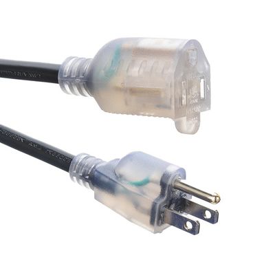 6 ft North American ETL 3 Pin Heavy Duty Outdoor Extension Cord with Lighted End Female End Type NEMA