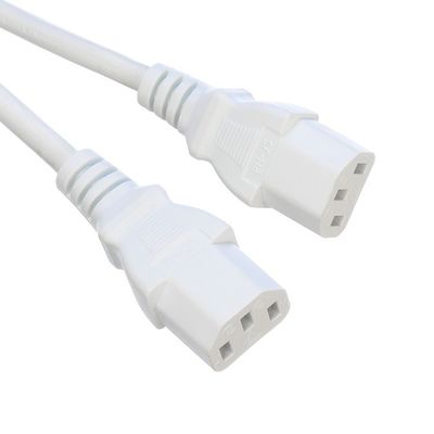 Oxygen Free Bared Stranded Copper 2XC13 Female White Y Type Splitter Power Cord 250V/16A Power Extension Cord VDE Approved