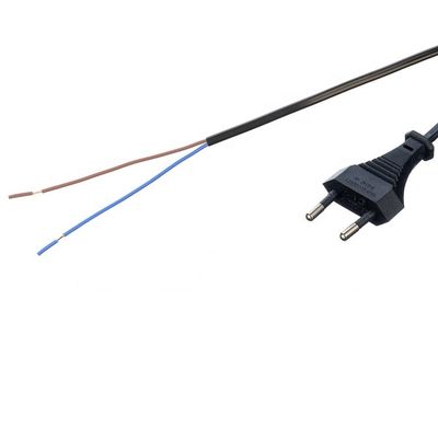 2.5A 2 Pin Plug Power Cords Black Electric Fan with Oxygen Free Bared Stranded Copper Half Stripped End