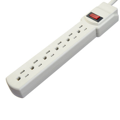 Ready to Ship 2.5 FT Power Strip with 6 Outlets and Overload Fuse Surge Protector NEMA 5-15P Male End Type Customized