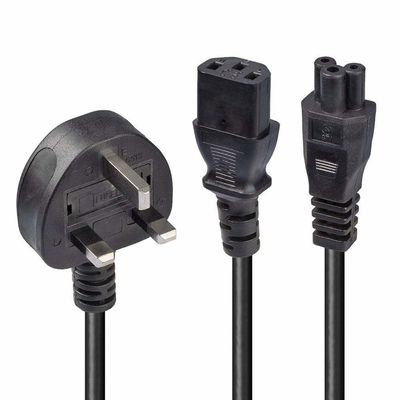 Black/Customized AC Plug IEC60320 C13 C5 With 3 Pin Power Cord UK BS Standard 10A-16A Rated Current Supply Power Cable