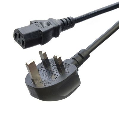 Black/Customized AC Plug IEC60320 C13 C5 With 3 Pin Power Cord UK BS Standard 10A-16A Rated Current Supply Power Cable