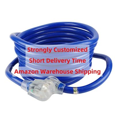 Outdoor Yard Party 125V 15A NEMA 6-50P/R Heavy Duty 1/3/5/6/20FT 50M Lighted End Blue Multi Rv Cable Extension Power Cord
