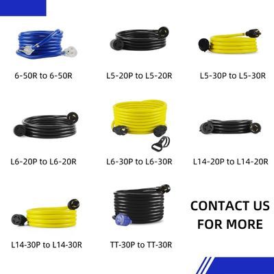 Outdoor Yard Party 125V 15A NEMA 6-50P/R Heavy Duty 1/3/5/6/20FT 50M Lighted End Blue Multi Rv Cable Extension Power Cord