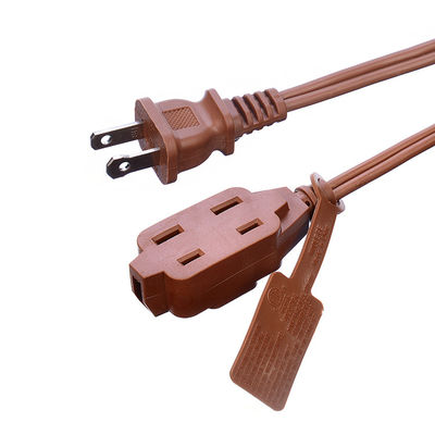 18AWG ETL Pararell Wire AC Power Cord with Switch and Socket Extension Cord Brown ETL Standard PVC Jacket USA 2 Prong