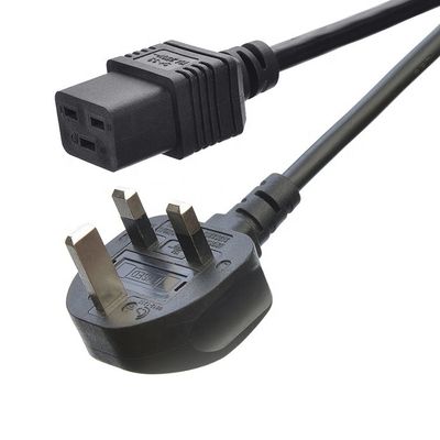 Commercial AC Plug IEC60320 C19 Connector 3 Pin Line Lead Strip Wire Power Cord UK BS Standard 3 Prong Supply IEC Cable