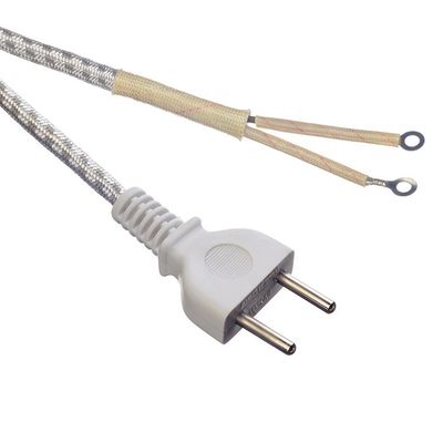 2 Pins Power Cord in Pakistan Karachi Braided Wire Cable for Iron 1.8m White End Treatment Heat Shrink Tube and Glass Fiber Tube