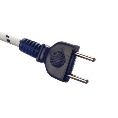 2 Pins Power Cord in Pakistan Karachi Braided Wire Cable for Iron 1.8m White End Treatment Heat Shrink Tube and Glass Fiber Tube