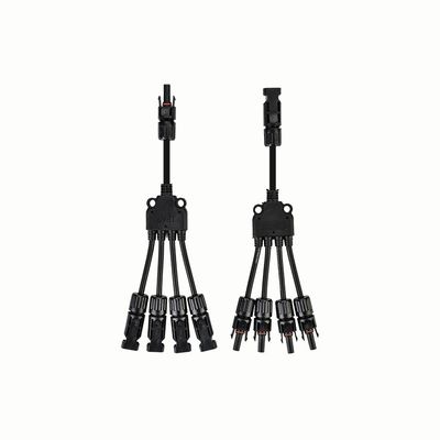 Insulated TUV Approved 1x4mm2 Tinned Cooper XLPO XLPE PV Solar Cable Y Splitter 1 to 3 with PV004 Connector UV Protection