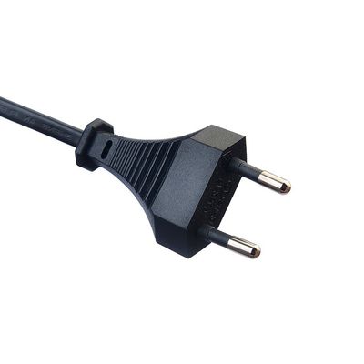 Oxygen Free Bared Stranded Copper Conductor European Standard 2pin Eu Plug Power Cord Black Plug for Home Appliances