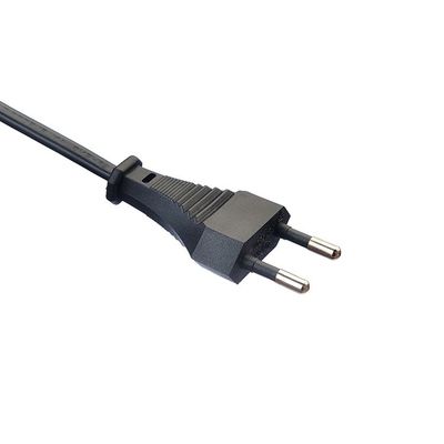 Oxygen Free Bared Stranded Copper Conductor European Standard 2pin Eu Plug Power Cord Black Plug for Home Appliances