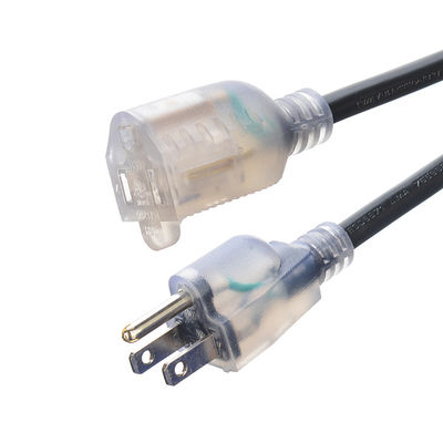 250V Rated 12/3 50 ft Waterproof Heavy Duty Extension Cord with Lighted Indicator End Bared Stranded Cooper Conductor