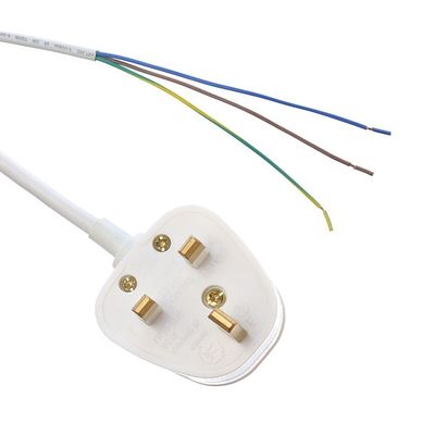 PVC Jacket Material Open Ended Rewireable 3 Prong AC Power Cable for Laptops Extension Lead UK Customizable 1.5M Length