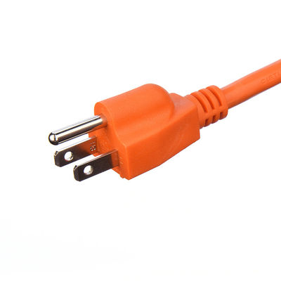 Customized Length Outdoor Plug Extension Cord Orange Universal Power Cord for NEMA Male End Type in Outdoor Environments