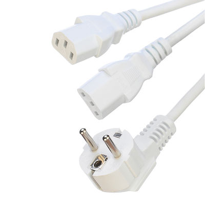 Certified SNI 2 Pin With Earth Contact Schuko Plug to 2XC13 Female Y Type Splitter Power Cord SNI Extension Cord 250V/16A