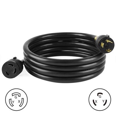 30Amp 7500 Watts 25FT L6-30P to L6-30R Heavy Duty Generator Power Cord SJTW 10AWG 3 Prong Conductor Bared Stranded Cooper