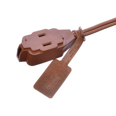 ETL 3 Outlet Brown Multiple Outlets SPT-2 14 Gauge 6FT 12FT 2 Prong Extension Cord Power Strip with Safety Cap Cover