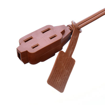 ETL 3 Outlet Brown Multiple Outlets SPT-2 14 Gauge 6FT 12FT 2 Prong Extension Cord Power Strip with Safety Cap Cover