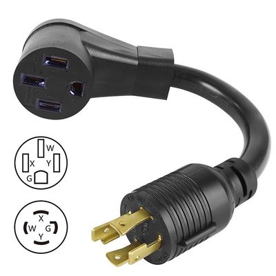 Elethor Nema Ev Charger Adapter Extension Cable 3 Conductor Sjt Type L14-30p Twist Lock Plug to 14-50r Adapter Power Cord