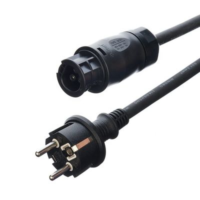 Certified DIN VDE 0620/EN 50075 1990 Insulated Rubber Cable Euro 16A 3 Pin Plug H07rn f for Solar PV1-f Cable 4mm2 6mm2