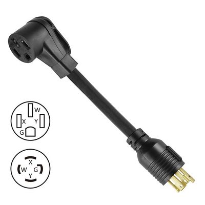 Elethor Nema Ev Charger Adapter Extension Cable 3 Conductor Sjt Type L14-30p Twist Lock Plug to 14-50r Adapter Power Cord