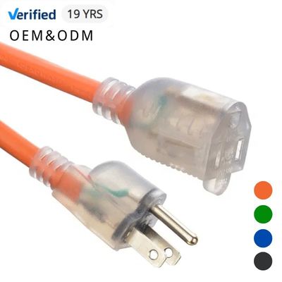12/3 Waterproof Heavy Duty ETL 50 ft Extension Cord with Lighted Indicator End 12 Gauge 3 Prong Cold-Resistant Outdoor