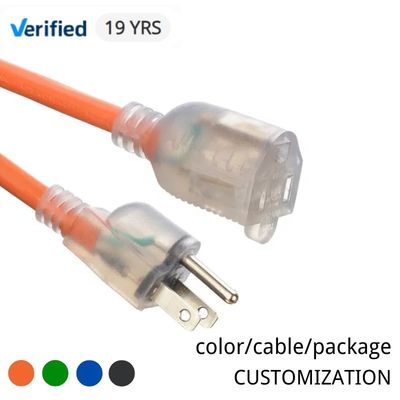 12/3 Waterproof Heavy Duty ETL 50 ft Extension Cord with Lighted Indicator End 12 Gauge 3 Prong Cold-Resistant Outdoor