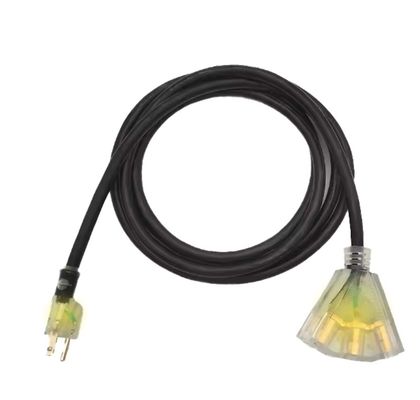 3 Outlet 12/3 SJTW Outdoor Extension Cord with Lighted Indicator ETL US 50 ft Heavy Duty 12 Gauge NEMA5-15P to NEMA 5-15R