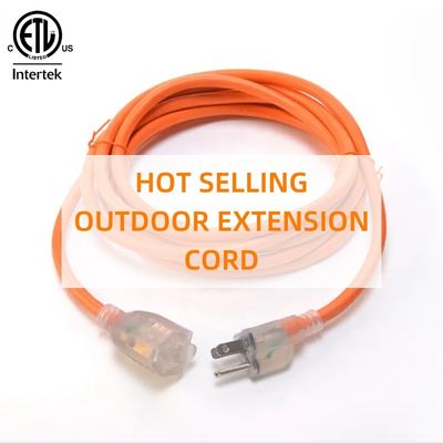 15 FT 12/3 Gauge LED Lighted End SJTW 15 Amp/125V/1875W Orange Outer Jacket Heavy Duty Power Cord for Indoor/Outdoor