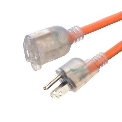 15 FT 12/3 Gauge LED Lighted End SJTW 15 Amp/125V/1875W Orange Outer Jacket Heavy Duty Power Cord for Indoor/Outdoor