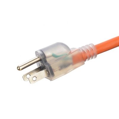 15 FT 12/3 Gauge LED Lighted End SJTW 15 Amp/125V/1875W Orange Outer Jacket Heavy Duty Power Cord for Indoor/Outdoor